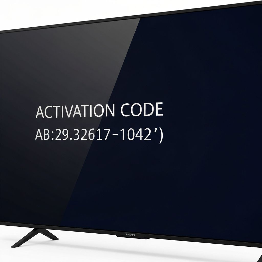 TV screen displaying activation code clearly visible